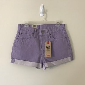 NWT Levi's 501 Lavender Cuffed Rolled Shorts